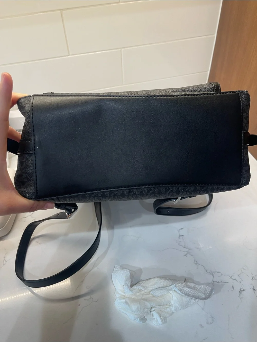 Michael Kors Black MK Logo Dome Backpack
